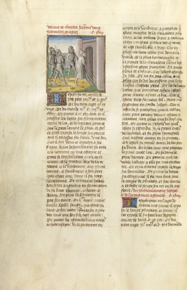 Joseph Cast into the Well; Ghent, Belgium; about 1475; Tempera colors, gold leaf, and gold paint on parchment; Leaf