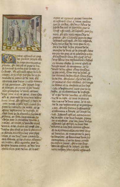 The Repentance of Aseneth; Ghent, Belgium; about 1475; Tempera colors, gold leaf, and gold paint on parchment; Leaf