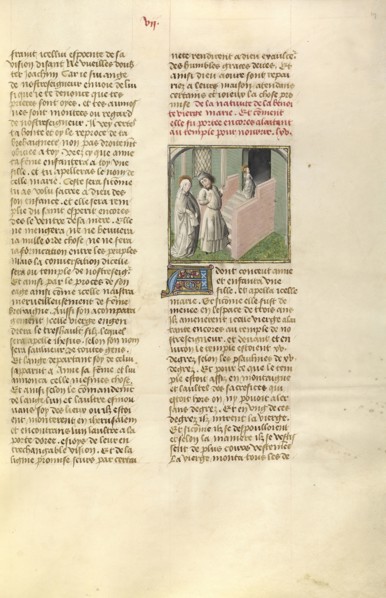 The Presentation of the Virgin in the Temple; Ghent, Belgium; about 1475; Tempera colors, gold leaf, and gold paint on parchment