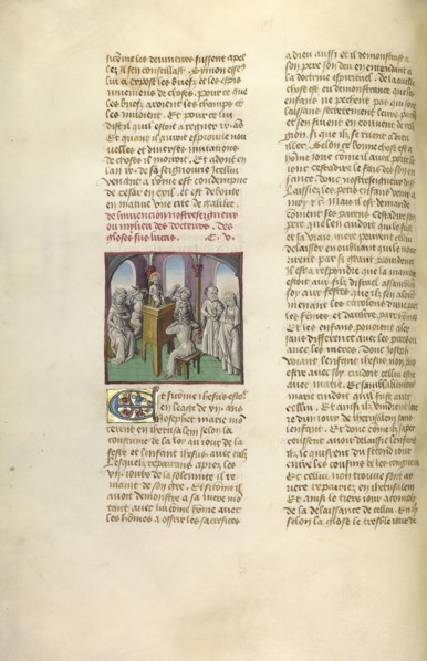 Jesus Among the Doctors; Ghent, Belgium; about 1475; Tempera colors, gold leaf, and gold paint on parchment; Leaf