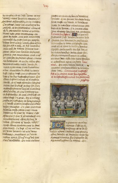 The Last Supper; Ghent, Belgium; about 1475; Tempera colors, gold leaf, and gold paint on parchment; Leaf: 43.8 x 30.5 cm