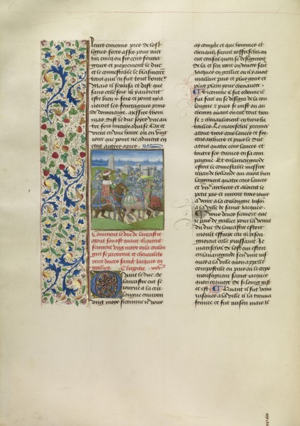 John of Gaunt Traveling to Santiago de Compostela; Bruges, Belgium; about 1480 - 1483; Tempera colors, gold leaf, gold paint