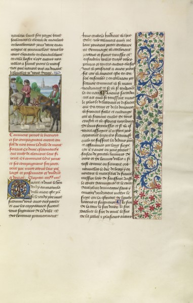 Perrot le Biernois Departing from Montferrant; Bruges, Belgium; about 1480 - 1483; Tempera colors, gold leaf, gold paint
