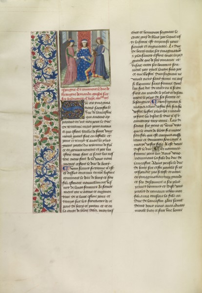 John of Gaunt Giving a Letter from the Duke of Berry to a Messenger; Master of the Copenhagen Caesar, Flemish, active about 1475