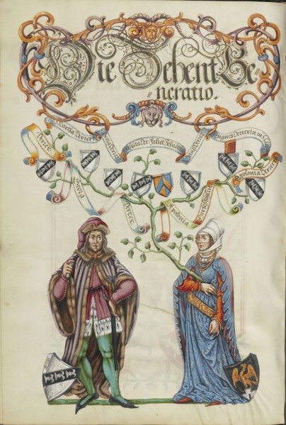 The Tenth Generation, Georg Derrer; Nuremberg, Germany; about 1626 - 1711; Tempera colors with gold and silver highlights