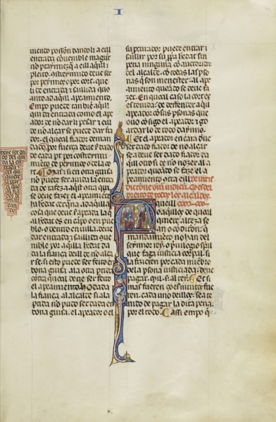 Initial A: A King as Judge; Unknown, Michael Lupi de Çandiu, Spanish, active Pamplona, Spain 1297 - 1305, Northeastern Spain