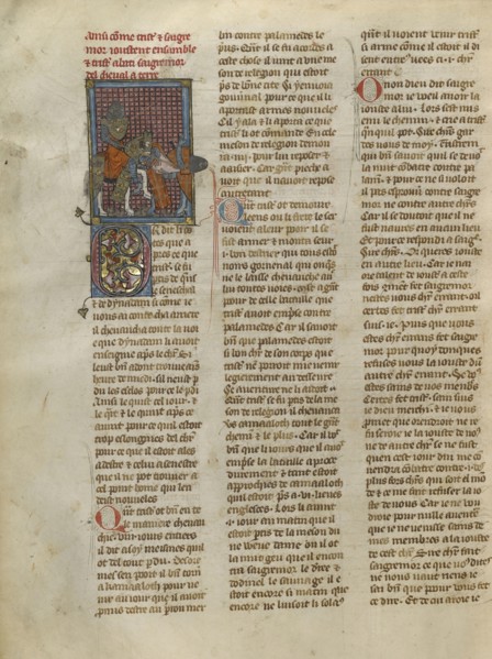 Tristan Unhorsing Sagremor; Jeanne de Montbaston, French, active about 1320 - 1355, Paris, France; about 1320 - 1340; Tempera