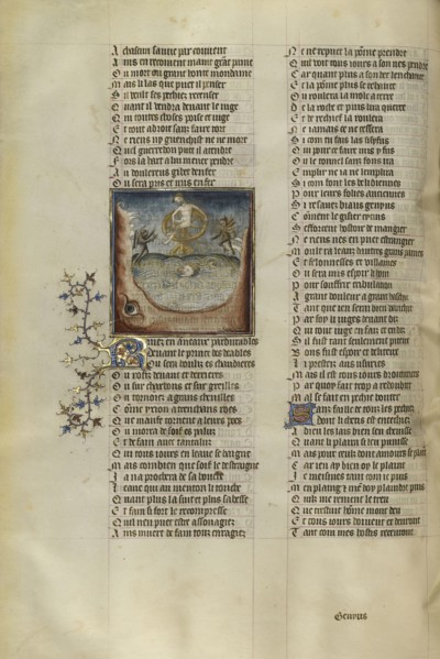 Tantalus and Ixion Suffering Torment in the Underworld; Paris, France; about 1405; Tempera colors, gold leaf, and ink