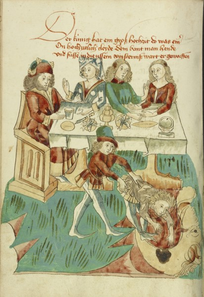 A Royal Wedding Feast; An Unsuitably Dressed Guest Cast into Darkness; Follower of Hans Schilling, German, active 1459 - 1467