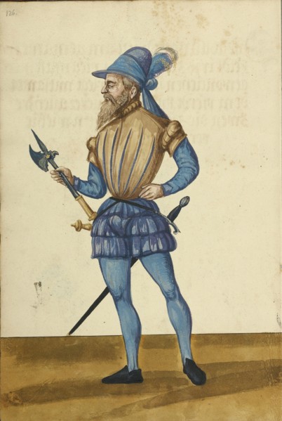 A Man with an Axe; Augsburg, probably, Germany; about 1560 - 1570; Tempera colors and gold and silver paint on paper