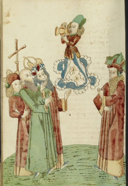 King Avenir, Josaphat, and the Pagan Scholars Behold an Image of Bacchus; Follower of Hans Schilling, German, active 1459 - 1467
