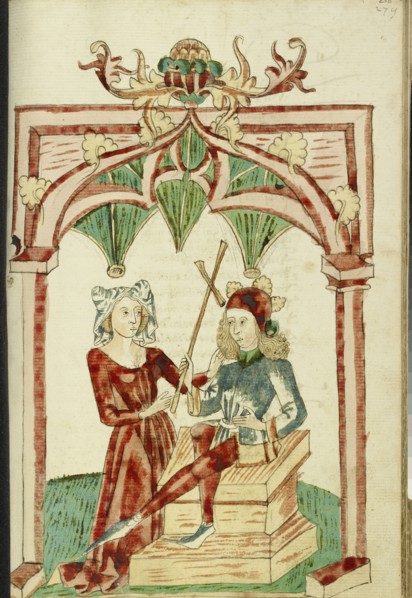 A Woman Touches the Hair of the Enthroned Josaphat; Follower of Hans Schilling, German, active 1459 - 1467)