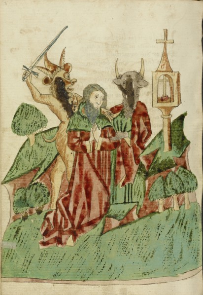 Josaphat Attacked by Two Demons; Follower of Hans Schilling, German, active 1459 - 1467, from the Workshop of Diebold Lauber