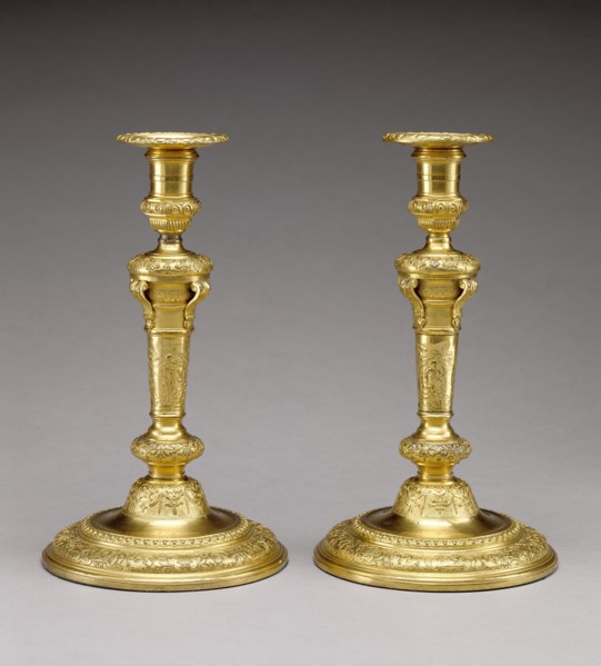 Pair of Candlesticks; about 1680 - 1690; Gilt bronze