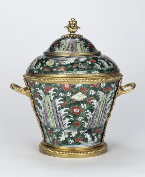 Lidded Vase; China; porcelain about 1650 - 1680; mounts about 1715 - 1720; Hard-paste porcelain; gilt bronze mounts; 34.3 x 32.4