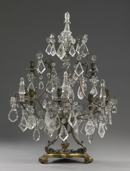 Pair of Girandoles; about 1730; Gilt bronze; rock crystal