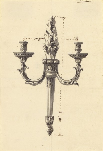 Drawing for a Wall Light; Attributed to Jean-Louis Prieur, French, active 1765 - 1785, Paris, France; about 1775; Pen and ink