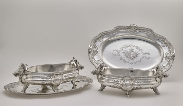 Pair of Tureens, Liners, and Stands; Thomas Germain, French, 1673 - 1748, master 1720), arms added by François-Thomas Germain