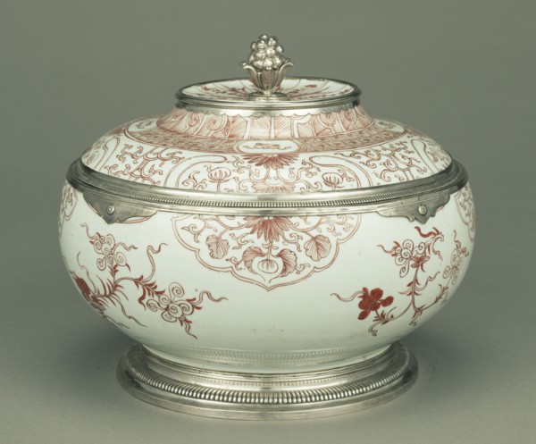 Lidded Bowl; China; porcelain about 1662 - 1722; mounts about 1722 - 1727; Hard-paste porcelain; enamel decoration and gilding
