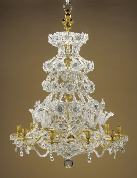 Chandelier; Paris, France; about 1700; Glass and quartz crystal; gilt bronze; 107 x 62.5 cm, 42 1,8 x 24 5,8 in