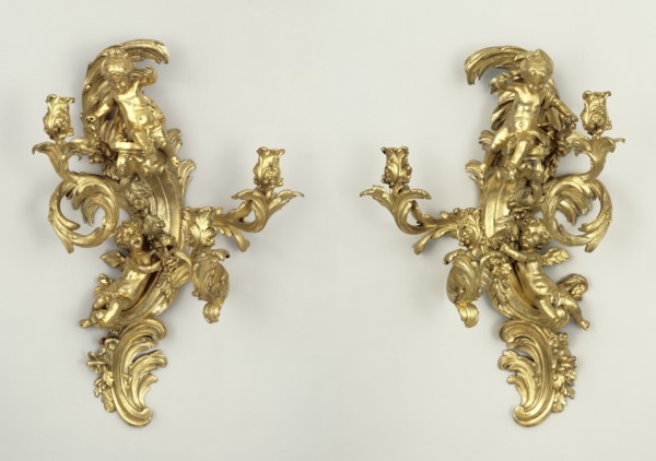 Pair of Wall Lights; French; Paris, France; 1745 - 1749; Gilt bronze
