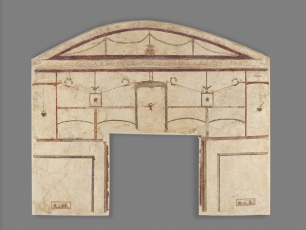 Frescoed Wall with Double White Field and a Niche; Boscoreale, Italy; 50 - 79; Fresco, plaster; 220 × 270 cm