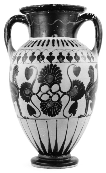 Chalcidian Amphora; Chalcis, Greece; about 530 B.C; Terracotta; 31 cm, 12 3,16 in