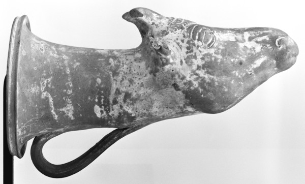 Canosan Goat Head Rhyton; Canosa, South Italy; about 320 B.C; Terracotta; 19.5 × 9.4 cm, 7 11,16 × 3 11,16 in