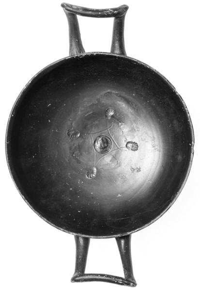 Campanian Black Kylix, Stemless, Campania, South Italy, Europe; 323 - 31 B.C; Terracotta; 5.5 x 19.5 x 13 cm