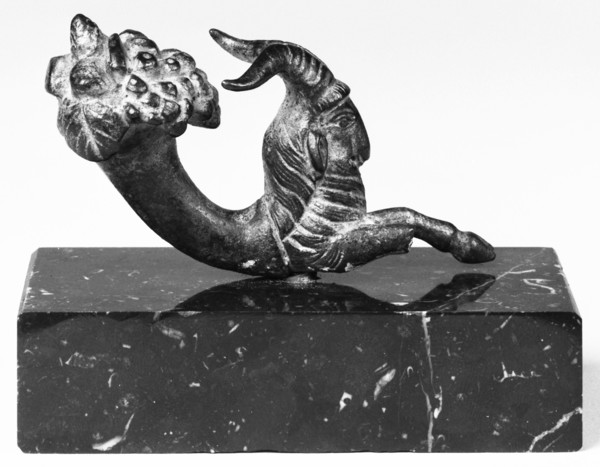 Goat-Cornucopia; Italy, ?, 1st century; Bronze; 4.6 × 7.7 cm, 1 13,16 × 3 1,16 in