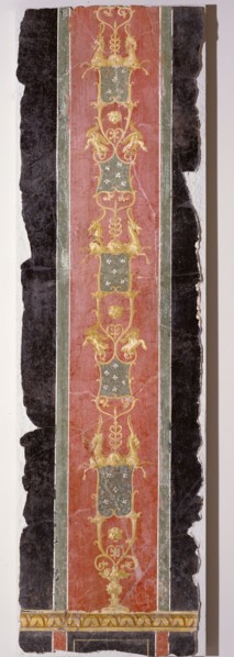 Wall Fragment with Grotesques; Boscoreale, Italy; about 70; Fresco; 154 x 43 cm, 60 5,8 x 16 15,16 in