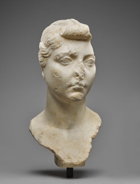 Bust of Livia Drusilla; Italy, Europe; 1 - 25; Marble; 40.5 × 20.3 × 20.3 cm, 15 15,16 × 8 × 8 in