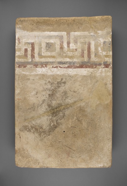 Etruscan Painted Slab with Maeander Pattern; Caere, Etruria; second half of 4th century B.C; Terracotta; 79.5 × 50.5 cm