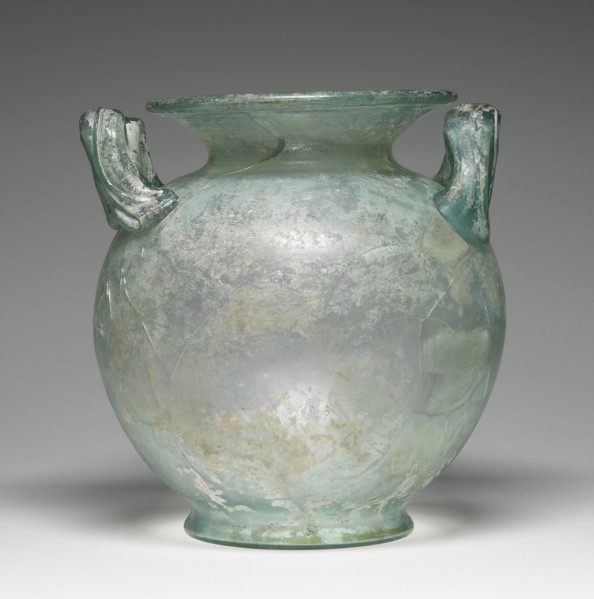 Cinerary Urn; Roman Empire; 1st - 2nd century; Glass; 26 × 25 cm, 10 1,4 × 9 13,16 in