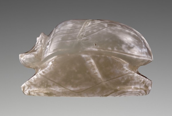 Engraved Scarab with Kneeling Satyr; Master of the London Satyr; about 530 B.C; Blue-grey chalcedony; 1.2 × 2 × 1.4 cm
