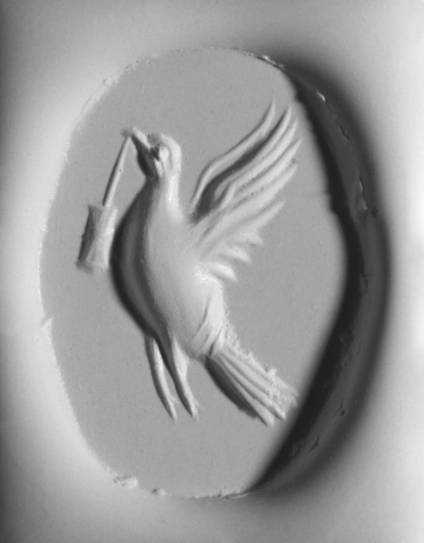 Engraved Scaraboid; about 400 B.C; Carnelian, mottled with white streaks; 0.7 × 1.4 × 1.1 cm, 1,4 × 9,16 × 7,16 in