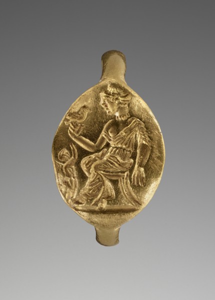 Ring; Greece; late 5th century B.C; Gold; 1.8 × 1.5 cm, 11,16 × 9,16 in