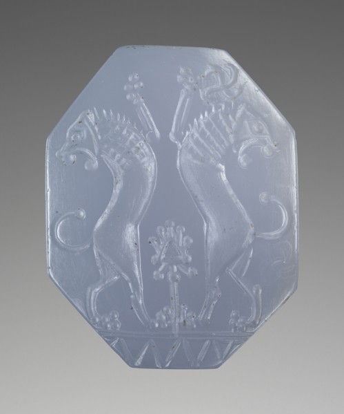 Octagonal Pyramidal Stamp Seal; Persian Empire; about 500 B.C; Blue chalcedony; 1.9 × 1.5 cm, 3,4 × 5,8 in