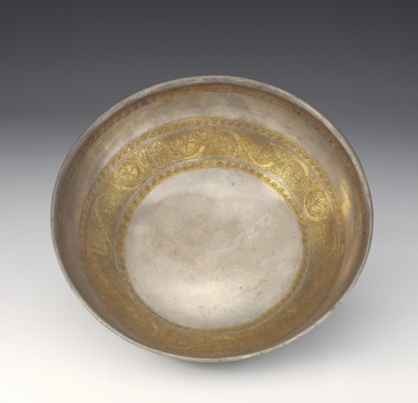 Bowl with Tendril Pattern; Eastern Hellenistic Empire; 1st century B.C; Silver with gilding; 7.9 × 22.5 cm, 0.6814 kg