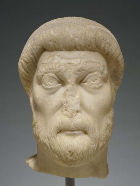 Portrait Head of a Man; Asia Minor; mid-5th century; Marble; 28.5 × 14.5 × 22.5 cm, 11 1,4 × 5 11,16 × 8 7,8 in