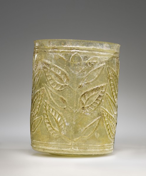 Leaf Beaker; Eastern Mediterranean, Roman Empire; 1st century; Glass; 7.3 × 6.4 cm, 2 7,8 × 2 1,2 in
