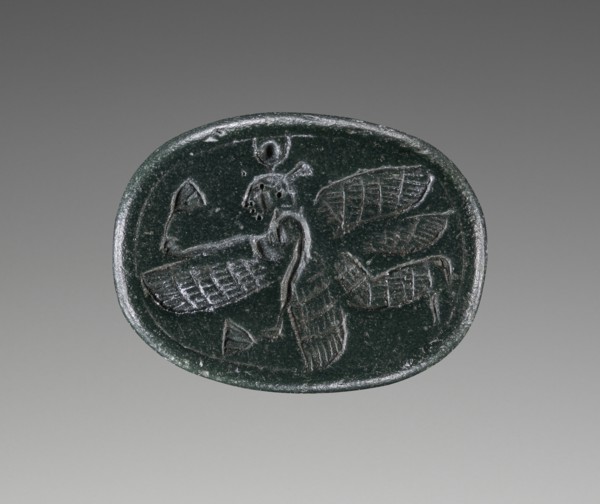Engraved Scarab; 500 - 450 B.C; Green jasper; 1.5 × 1.1 × 0.9 cm, 9,16 × 7,16 × 5,16 in