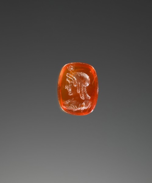 Engraved Gem; Italy; mid-1st century B.C; Carnelian; 1 × 0.8 × 0.3 cm, 3,8 × 5,16 × 1,8 in