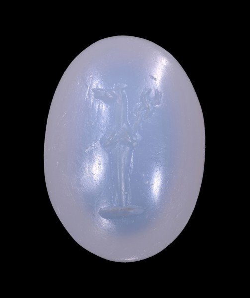 Engraved Gem; Mediterranean; 2nd - 4th century; Chalcedony, blue-gray; 1.3 x 0.9 x 0.6 cm, 1,2 x 3,8 x 1,4 in