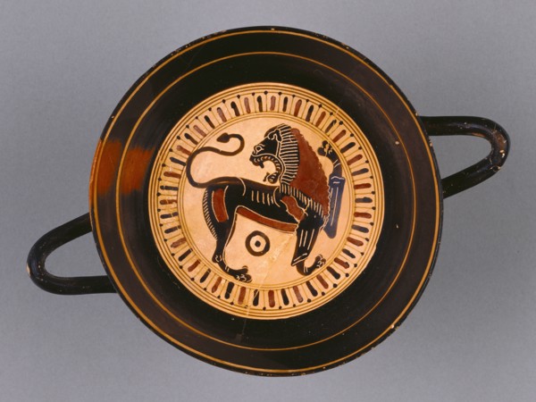 Wine Cup with a Lion; Attributed to Hunt Painter, Greek, Lakonian, active 565 - 530 B.C., Sparta, Greece; about 540 B.C