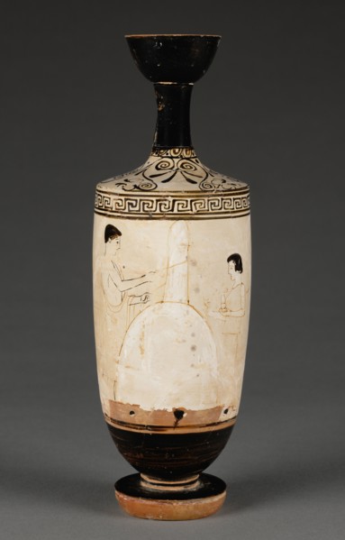 Oil Jar with a Boy and Girl Visiting a Grave; Painter of Athens 1826, Greek, Attic, active about 460 - 450 B.C., Athens