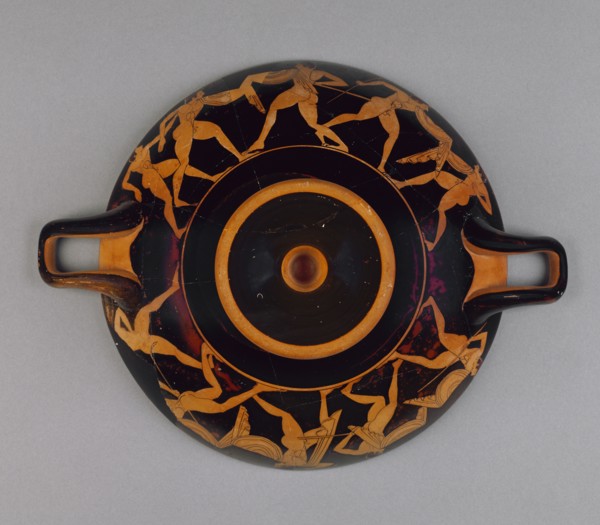 Wine Cup with a Dancing Reveler; Ambrosios Painter, Greek, Attic, active 510 - 500 B.C., Athens, Greece; about 510 B.C