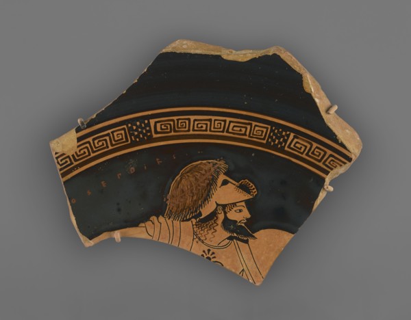 Red-Figure Cup Fragment; Attributed to Onesimos, Greek, Attic, active 500 - 480 B.C., and signed by Euphronios Greek Attic