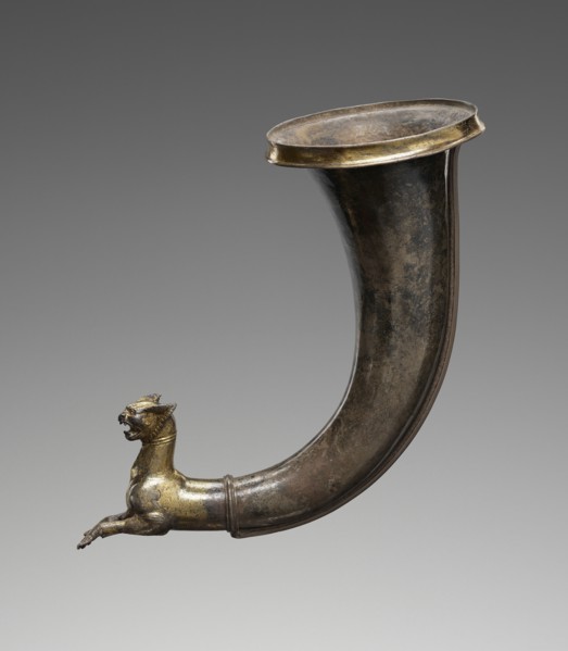 Lynx-Shaped Drinking Horn; Eastern Seleucid Empire; 100 - 1 B.C; Gilt silver; 24.5 × 41.9 × 12.2 cm, 9 5,8 × 16 1,2 × 4 13,16 in