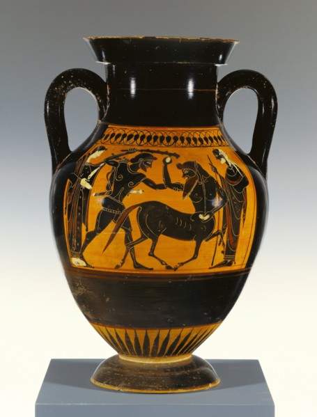 Storage Jar with Herakles Attacking a Centaur; Attributed to the Medea Group, Greek, Attic, active 530 - 510 B.C., Athens